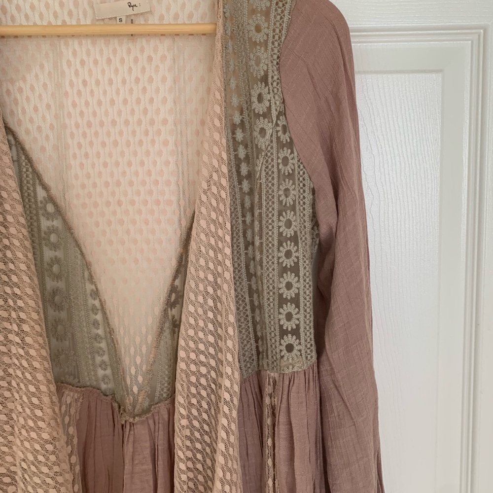 RYU Vintage Pink Goth Fairy Lace Ruffle Floral Cardigan Kimono Jacket (*) - Picture 2 of 4
